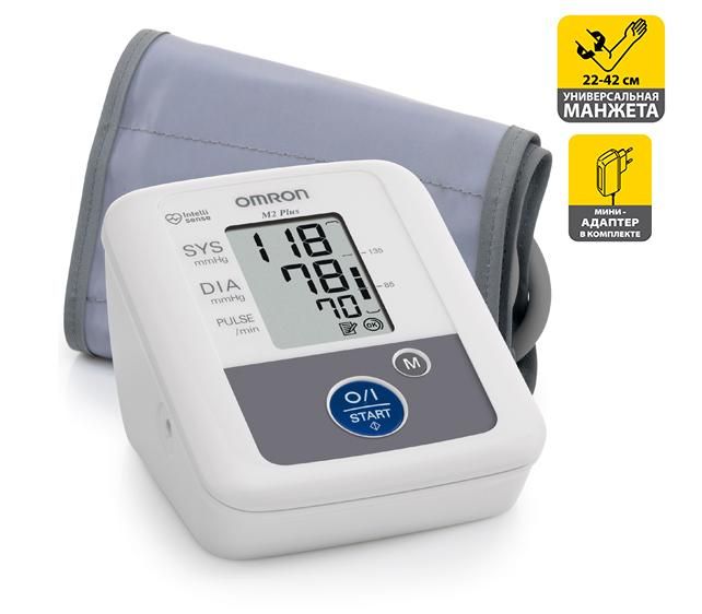 Тонометр OMRON M2 Plus адаптер+универсальная манжета