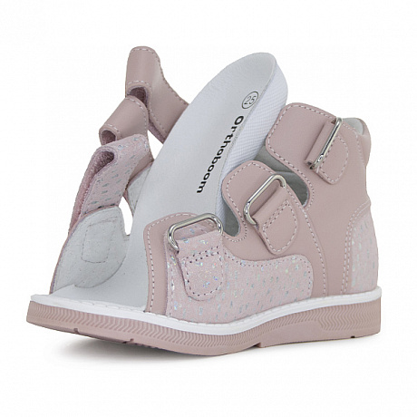 Сандали ортопедические Ортобум для девочек 25057-13 мерцающие розовые. Изображение 6 из 6